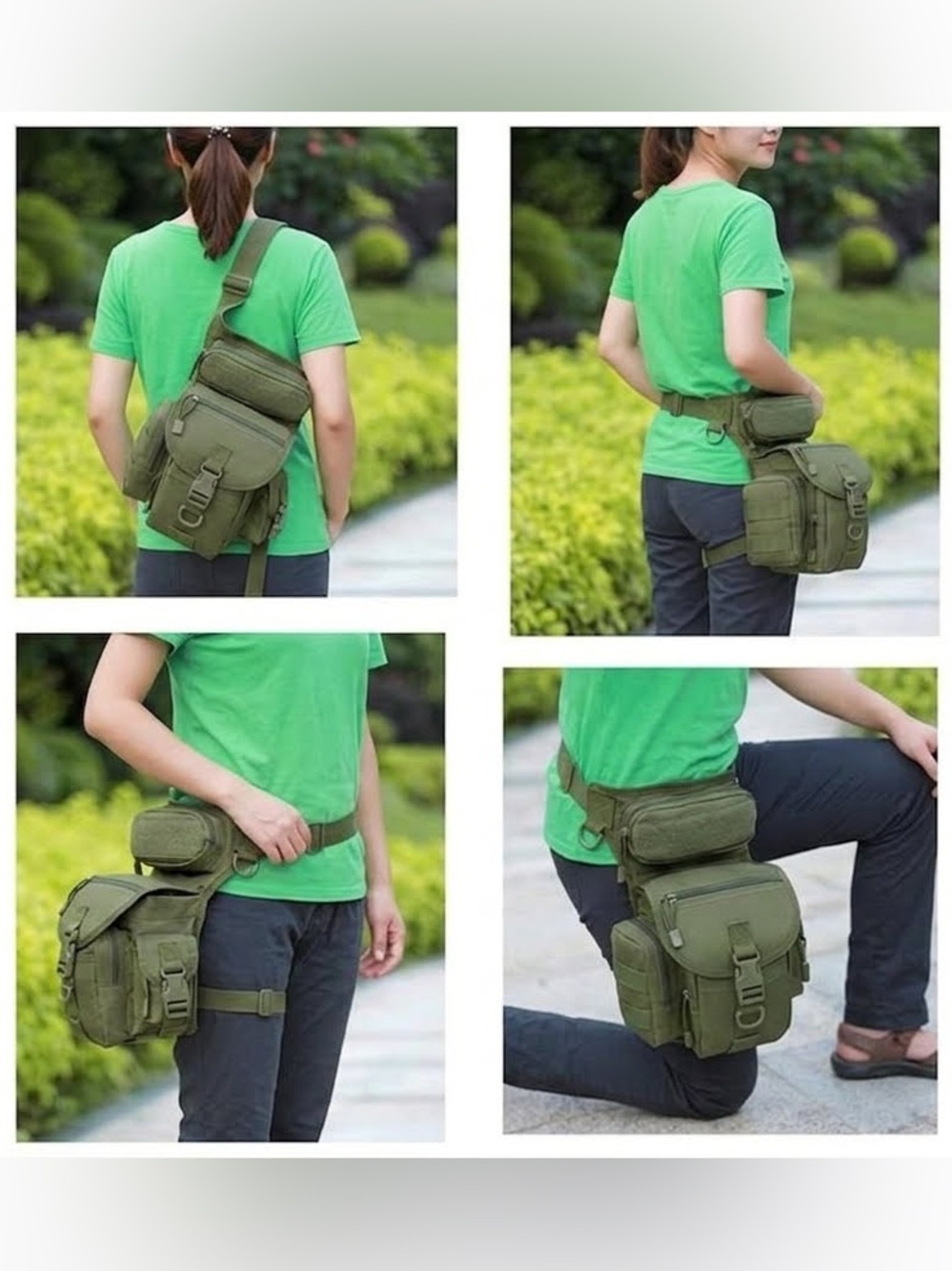Manetta Bag Pack Tactical Leg Waist Green Pockets Waterproof Concealed Carry NWT